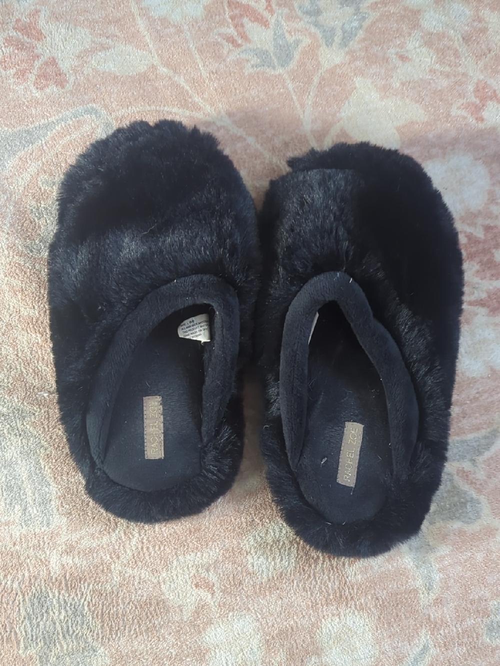 Rachel Zoe Black Faux Fur Slip-On Slides